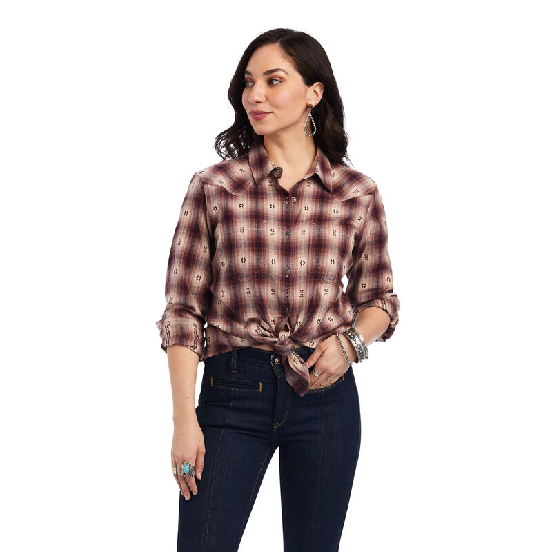 Blusas Ariat Real Billie Jean Marrones Oscuro/Beige Mujer - Chile 580-BFHUNM